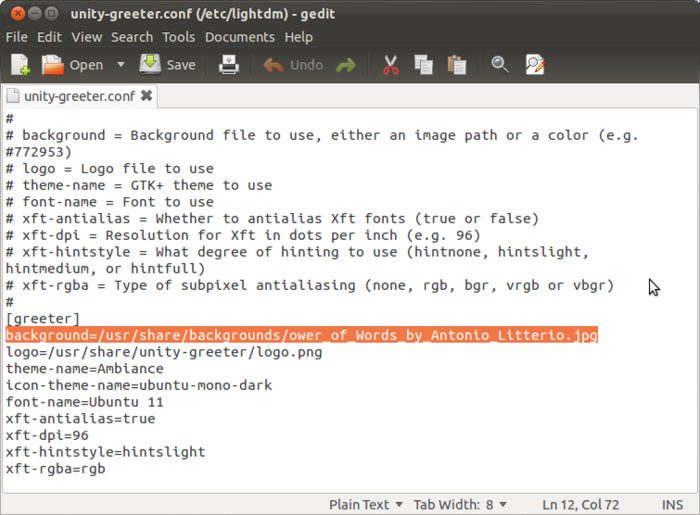 [转]Ubuntu11.10更改登录界面背景（LightDM背景）