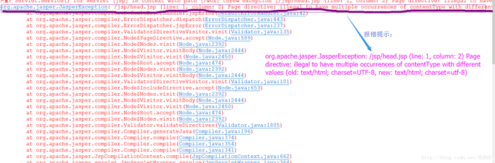 报错：org.apache.jasper.JasperException:/jsp/head.jsp(line:1,column:2)Pagedirective:illegalto