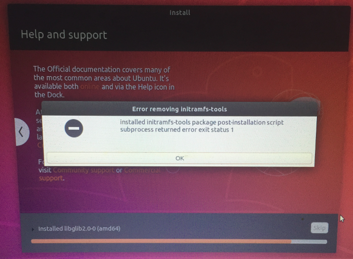 关于U盘安装ubuntu-18.04安装时候出现的grub-efi-amd64-signed的问题。