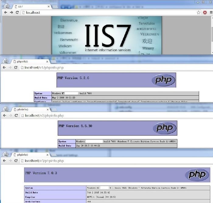 IIS7IIS8中多个版本php共存的方法